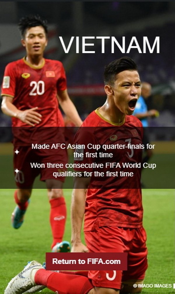 Đội tuyển Việt Nam gây ấn tượng năm 2019. (Nguồn: FIFA)