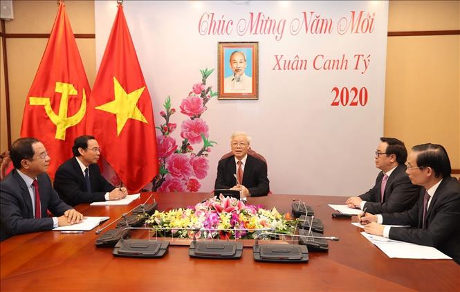Tổng Bí thư, Chủ tịch nước Nguyễn Phú Trọng điện đàm với Tổng Bí thư, Chủ tịch nước Trung Quốc Tập Cận Bình (sáng 16-1-2020). Ảnh: Trí Dũng/TTXVN