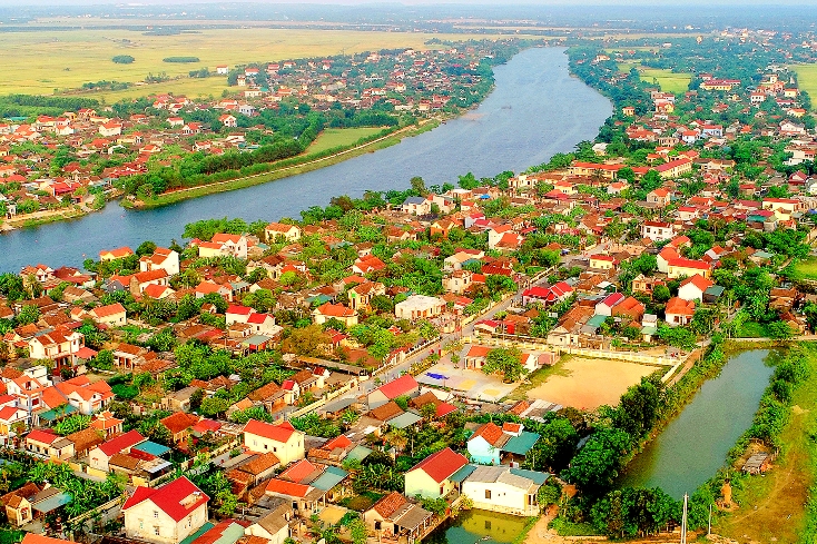 Làng Phan Xá nhìn từ trên cao. Ảnh: Hoàng An