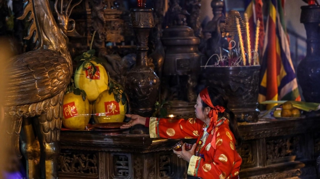 Hình ảnh tại lễ khai ấn Đền Trần năm 2019. Ảnh: PV/Vietnam+