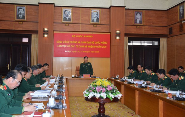 Đại tướng Ngô Xuân Lịch phát biểu tại buổi làm việc. (Nguồn: mod.gov.vn)