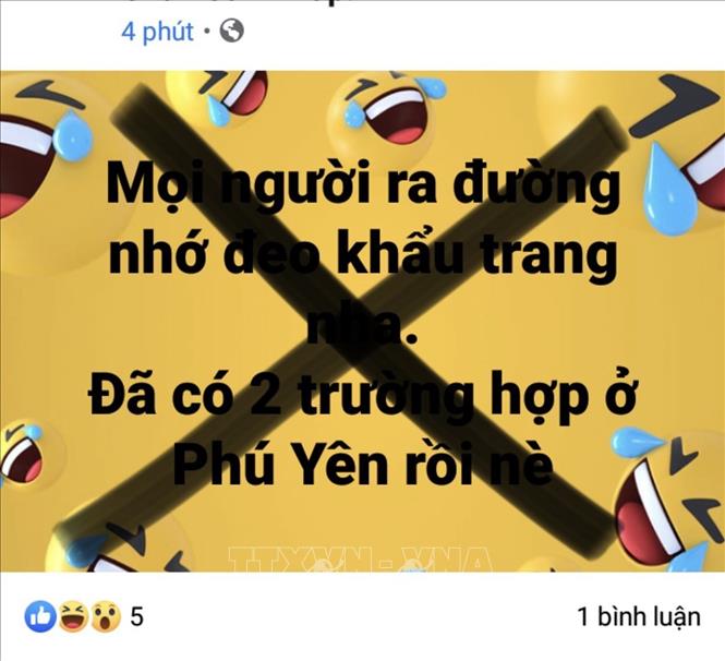 Thông tin trên trang Facebook sai sự thật về bệnh dịch do chủng mới của virus Corona. Ảnh: Trần Thanh Hưng/TTXVN phát