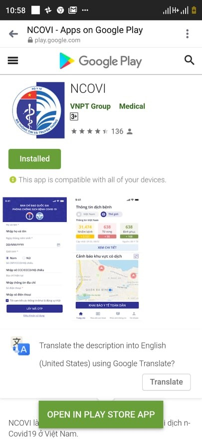 Tuy nhiên, khi nhấp vào đường link trên, người dùng có thể tải được ứng dụng bình thường.(Ảnh chụp màn hình)