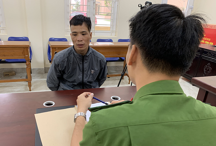Đối tượng Vũ Văn Phưởng tại cơ quan Công an.