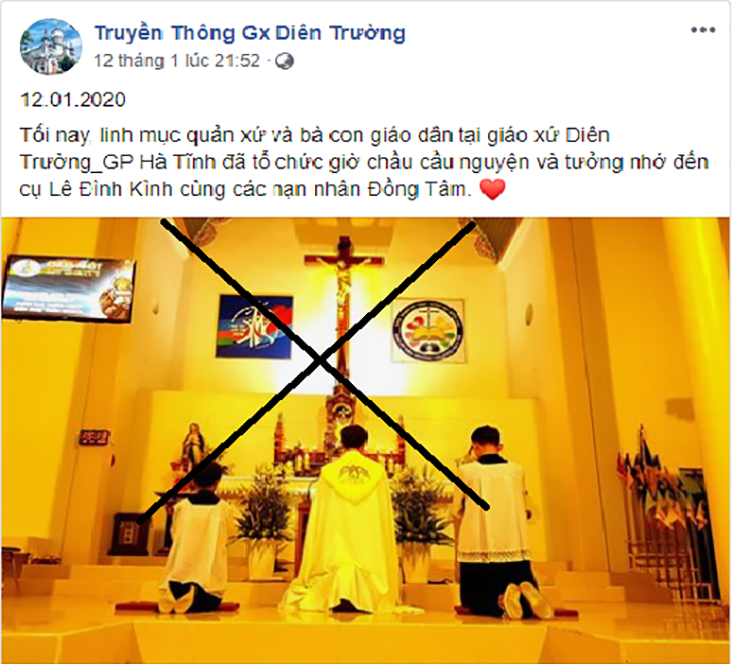 Hoạt động kêu gọi cầu nguyện cho đối tượng Lê Đình Kình trên trang fanpage Truyền thông gx Diên Trường