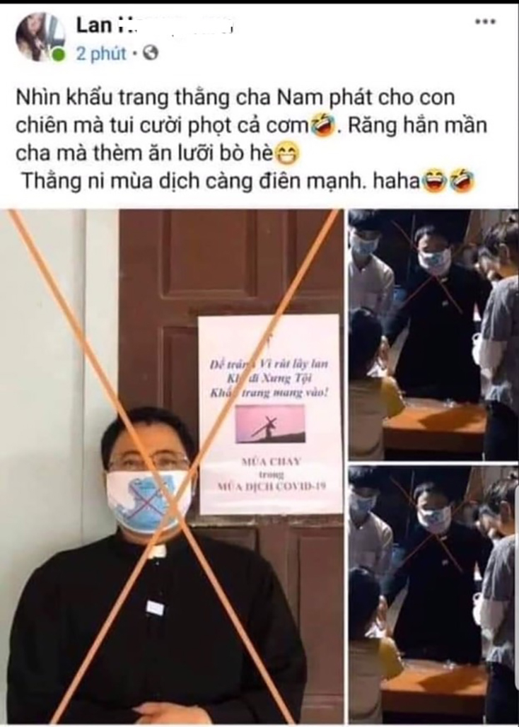 Cô giáo Lan phản đối hành vi của linh mục Đặng Hữu Nam với những ngôn từ phản cảm trên trang cá nhân 