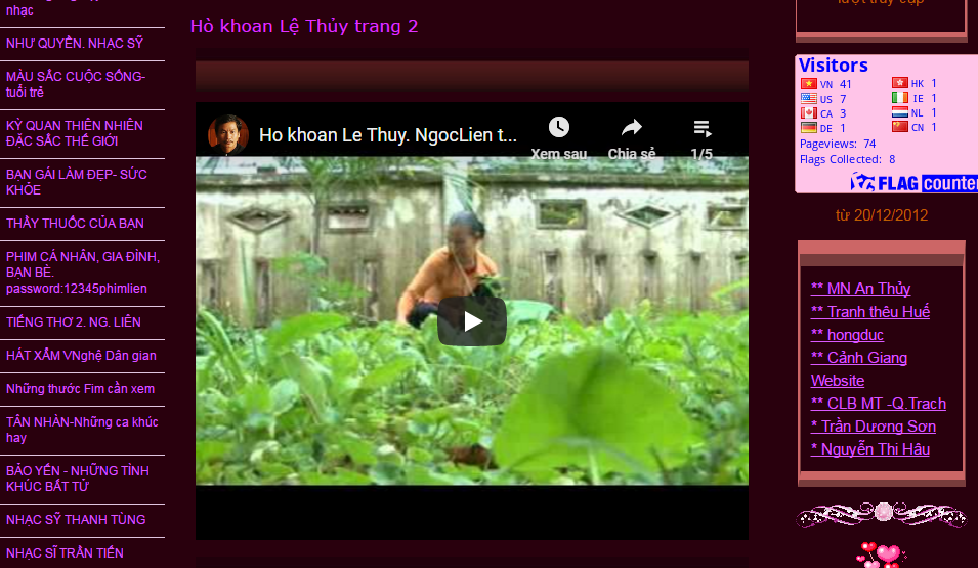  Trang web của nghệ sỹ Dương Ngọc Liên là  
