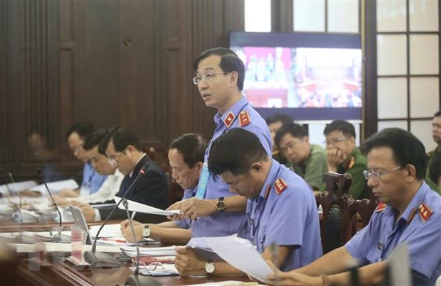 Đại diện Viện kiểm sát nhân dân tối cao nêu quan điểm về vụ án. (Ảnh: Doãn Tấn/TTXVN)