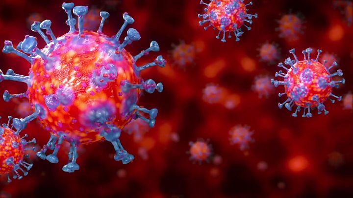 Đồ họa mô phỏng virus Corona chủng mới (SARS-CoV-2).