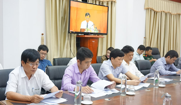 Các đại biểu dự hội nghị tại điểm cầu tỉnh Quảng Bình.
