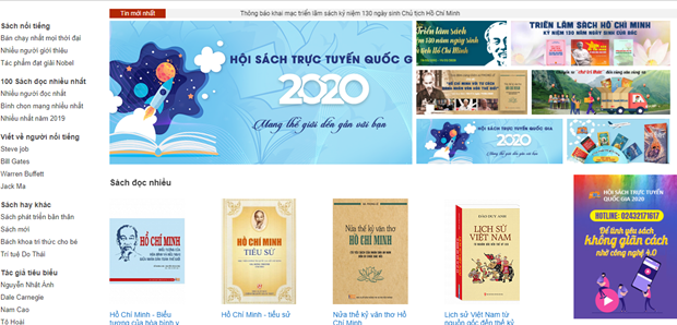 Hội sách trực tuyến quốc gia 2020 tạo ra sân chơi mới cho các đơn vị xuất bản và bạn đọc. (Ảnh chụp màn hình: PV/Vietnam+)