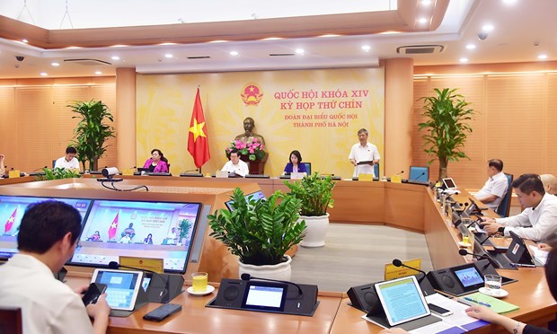Đoàn đại biểu Quốc hội Thành phố Hà Nội tại điểm cầu Hà Nội. (Ảnh: TTXVN)
