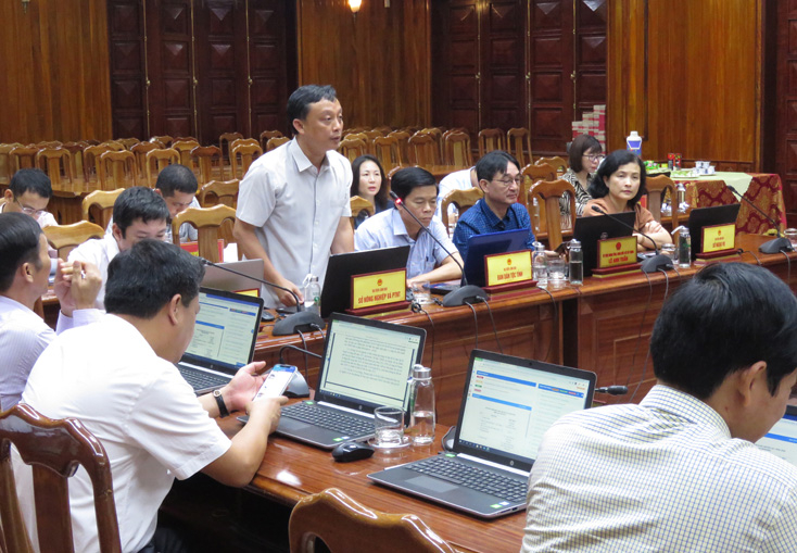 Lãnh đạo các sở, ngành báo cáo thêm, đồng thời đề xuất nhiều giải pháp nhằm góp phần thực hiện hiệu quả và thắng lợi nhiệm vụ phát triển kinh tế - xã hội 6 tháng đầu năm 