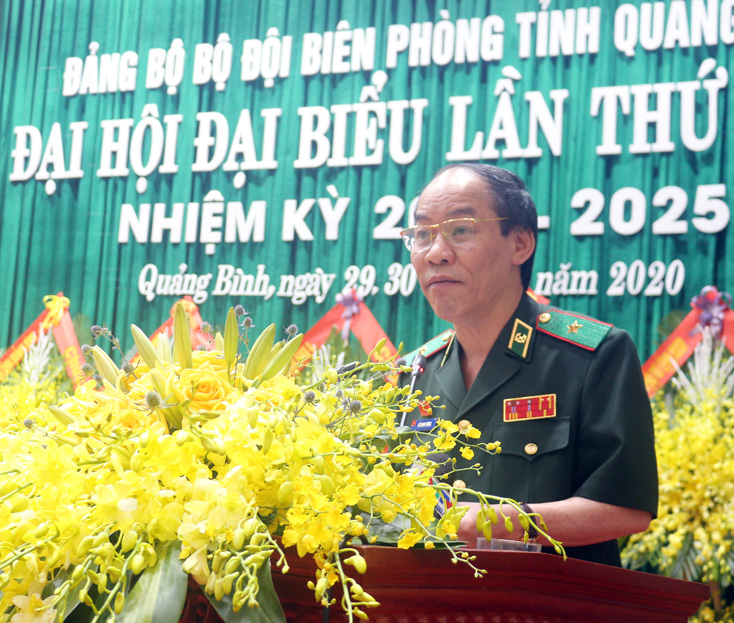 Thiếu tướng Đỗ Danh Vượng, Bí thư Đảng ủy, Chính ủy BĐBP phát biểu chỉ đạo đại hội.
