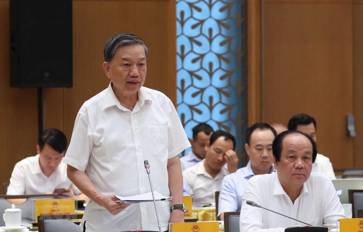 Bộ trưởng Bộ Công an Tô Lâm phát biểu. (Ảnh: Thống Nhất/TTXVN)
