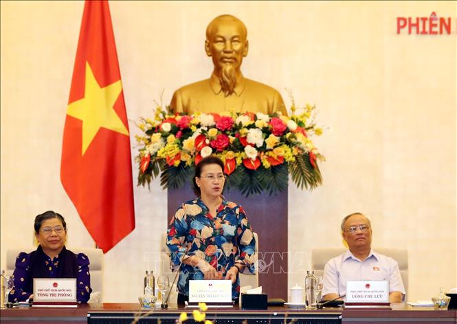 Chủ tịch Quốc hội Nguyễn Thị Kim Ngân phát biểu bế mạc. Ảnh: Trọng Đức/TTXVN