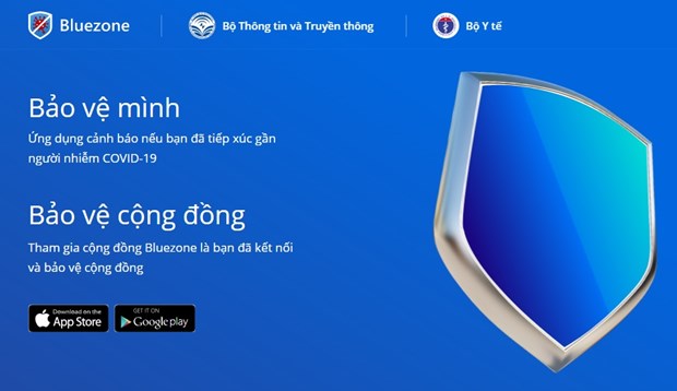 Ứng dụng Bluezone giúp truy vết các F1, F2 có tiếp xúc với ca mắc COVID-19. (Ảnh chụp màn hình)