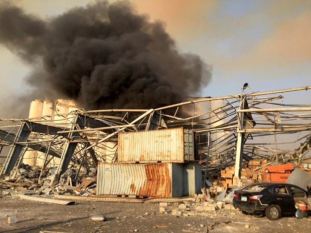  Khung cảnh vụ nổ tại Beirut. (Ảnh: Reuters)