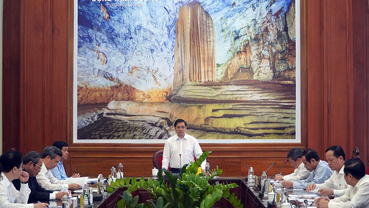 Đồng chí Trưởng Ban Tổ chức Trung ương Phạm Minh Chính phát biểu tại buổi làm việc