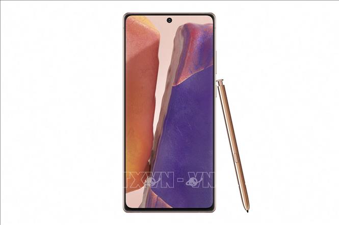 Mẫu smartphone Galaxy Note 20 được Samsung giới thiệu tại sự kiện Galaxy Unpacked ngày 5/8/2020. Ảnh: YONHAP/TTXVN