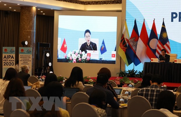 Quang cảnh buổi Họp báo thông báo về kết quả Đại hội đồng AIPA 41. (Ảnh: Văn Điệp/TTXVN)