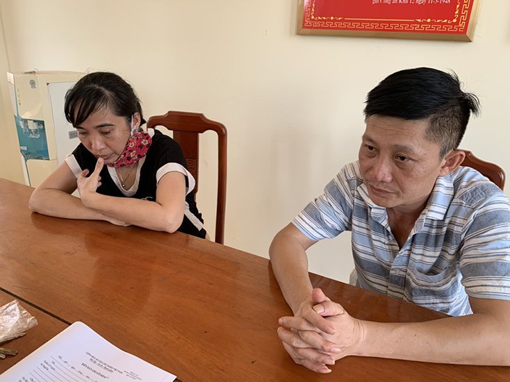 2 đối tượng Hồ Thị Hiền Thanh và Lê Ngọc Cảnh tại cơ quan công an.