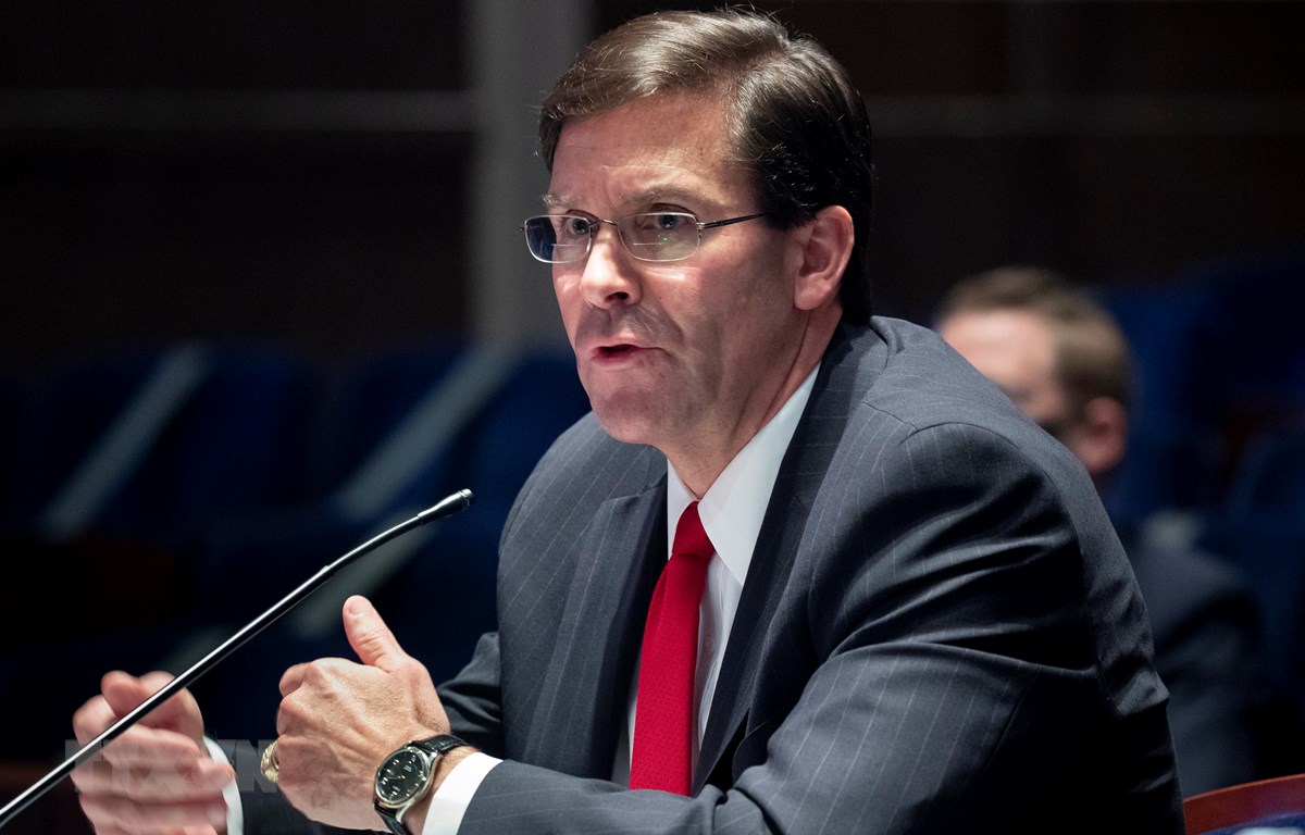 Bộ trưởng Quốc phòng Mỹ Mark Esper phát biểu tại phiên điều trần ở Washington, DC ngày 9-7-2020. (Ảnh: AFP/TTXVN)