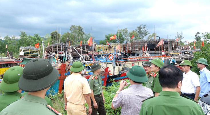 Đoàn Công tác Công an tỉnh kiểm tra các địa bàn trọng yếu về công tác ứng phó với bão số 5