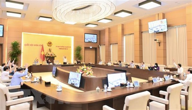Ủy ban Thường vụ Quốc hội biểu quyết thông qua. (Ảnh: Doãn Tấn/TTXVN)