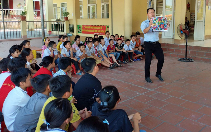 Giờ học ngoại khóa kỹ năng sống của học sinh Trường tiểu học An Khánh, huyện Ðại Từ (Thái Nguyên). Ảnh: Khánh Nguyên