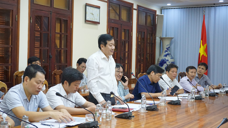 Đồng chí Nguyễn Xuân Quang, Phó Chủ tịch Thường trực UBND tỉnh phát biểu tại buổi làm việc.