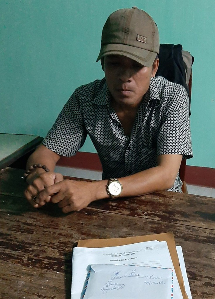 Đối tượng Nguyễn Văn Lương tại cơ quan công an.