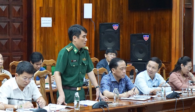 Đại diện Bộ chỉ huy BĐBP tỉnh đề xuất các giải pháp ứng phó với diễn biến mưa lũ kéo dài.