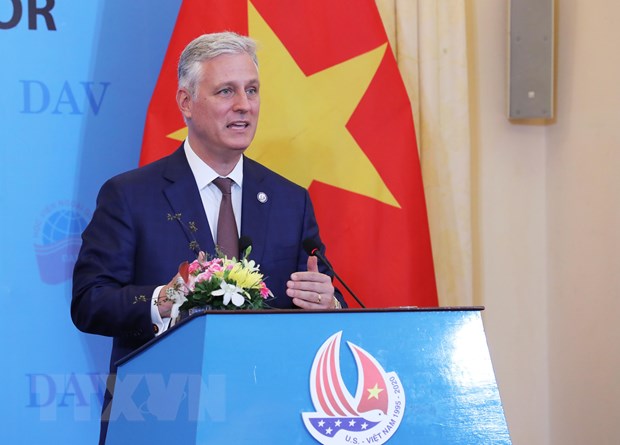 Cố vấn An ninh Quốc gia Hoa Kỳ Robert O’Brien nói chuyện với sinh viên Học viên Ngoại giao tại Hà Nội. (Ảnh: Lâm Khánh/TTXVN)