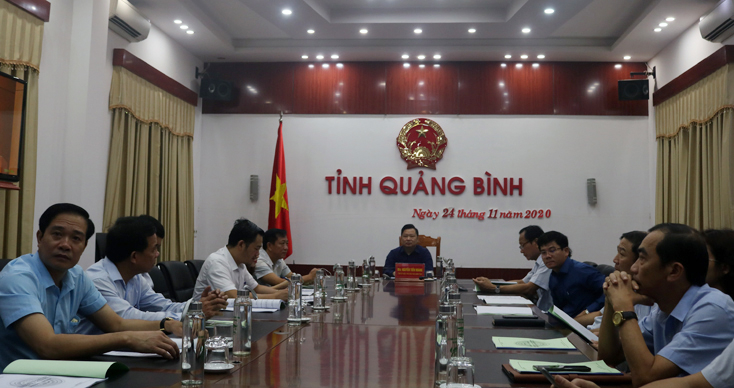 Quang cảnh hội nghị tại điểm cầu trực tuyến Quảng Bình