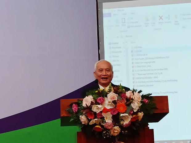  Phó giáo sư Nguyễn Võ Kỳ Anh phát biểu đề dẫn tại hội thảo. (Ảnh: PV/Vietnam+)