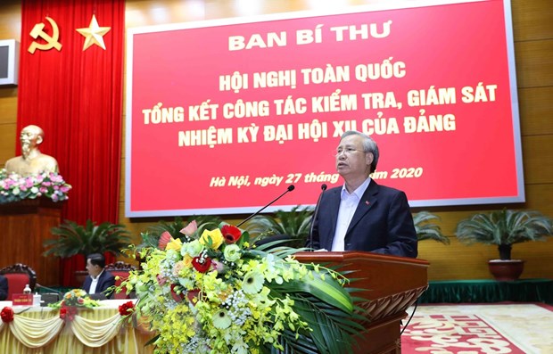 Đồng chí Trần Quốc Vượng, Ủy viên Bộ Chính trị, Thường trực Ban bí thư điều hành hội nghị. (Ảnh: Phương Hoa/TTXVN)