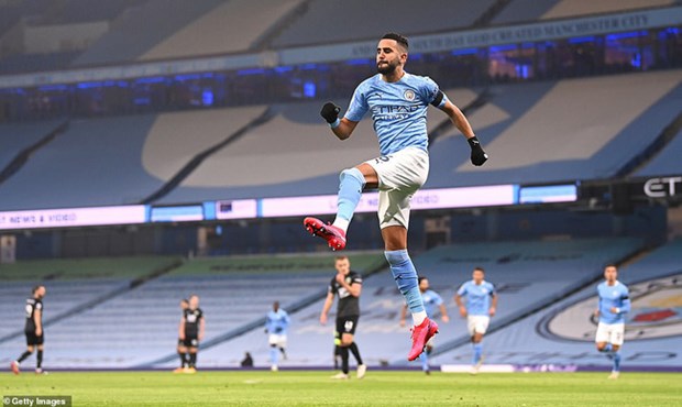  Riyad Mahrez lập hat-trick giúp Man City chiến thắng. (Nguồn: Getty Images)