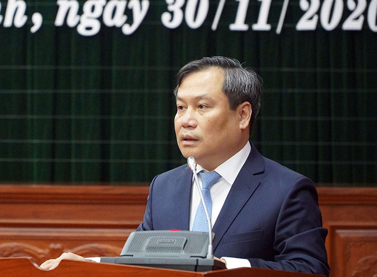 Đồng chí Bí thư Tỉnh ủy Vũ Đại Thắng phát biểu chỉ đạo tại lễ công bố