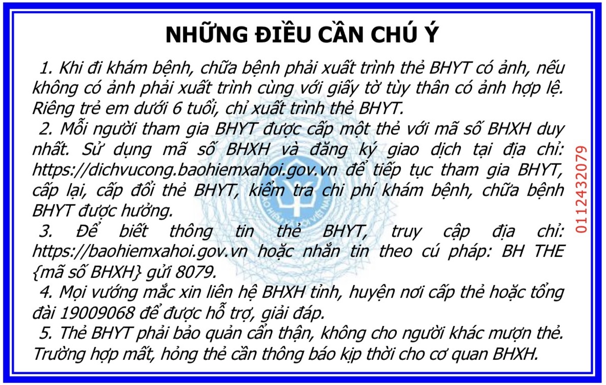  Mặt sau mẫu thẻ BHYT mới.