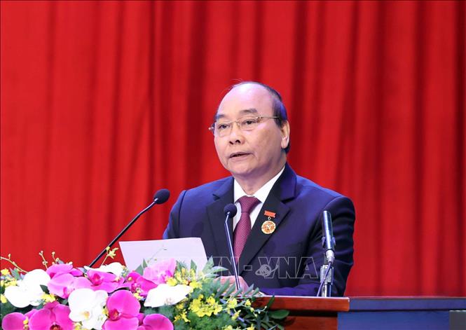 Thủ tướng Nguyễn Xuân Phúc, Chủ tịch Hội đồng Thi đua - Khen thưởng Trung ương phát biểu. Ảnh: Thống Nhất/TTXVN