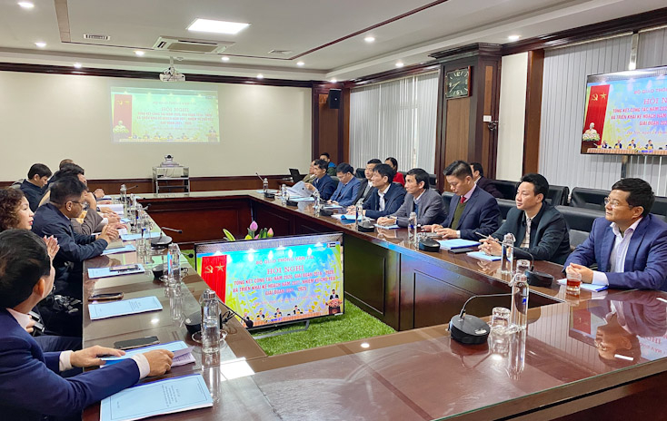 Quang cảnh hội nghị trực tuyến tại điểm cầu tỉnh Quảng Bình.