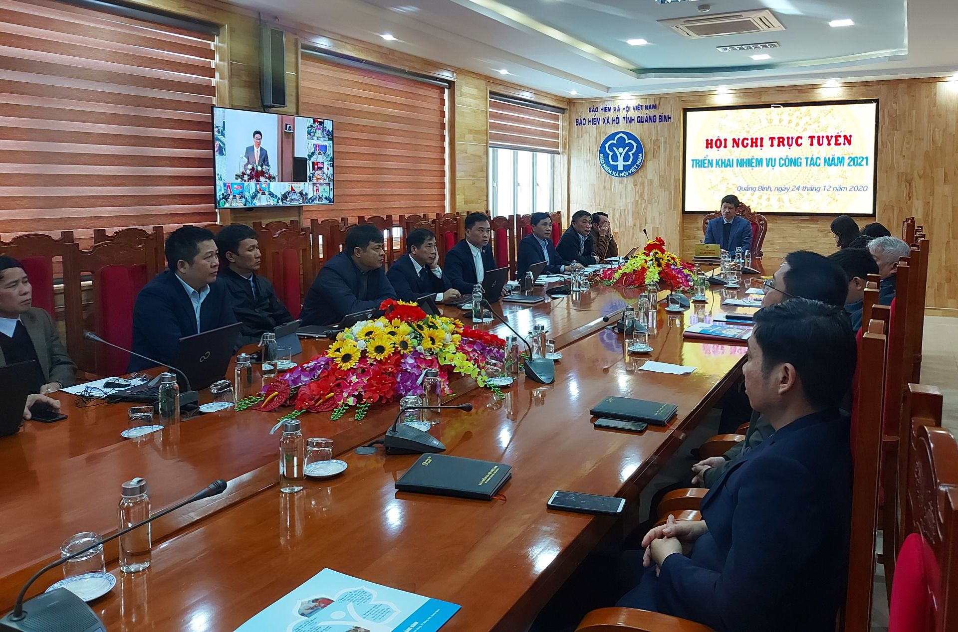 Các đại biểu tham dự hội nghị tại điểm cầu tỉnh Quảng Bình.