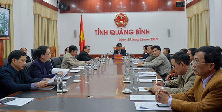 Đồng chí Phó Chủ tịch Thường trực UBND tỉnh Đoàn Ngọc Lâm chủ trì hội nghị tại điểm cầu Quảng Bình.