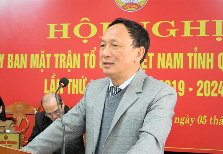 Đồng chí Phó Bí thư Thường trực Tỉnh ủy Trần Hải Châu phát biểu chỉ đạo tại hội nghị.