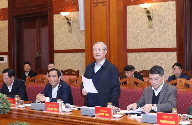 Ông Trần Quốc Vượng, Ủy viên Bộ Chính trị, Thường trực Ban Bí thư, chủ trì Hội nghị. (Ảnh: Phương Hoa/TTXVN)