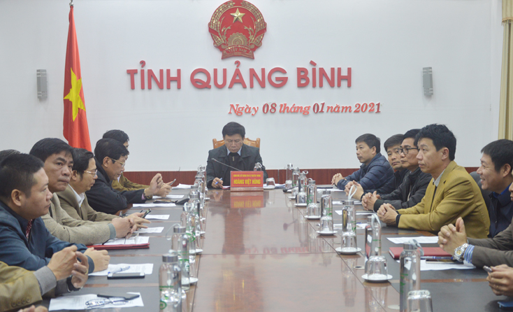 Các đại biểu dự hội thảo trực tuyến tại điểm cầu Quảng Bình