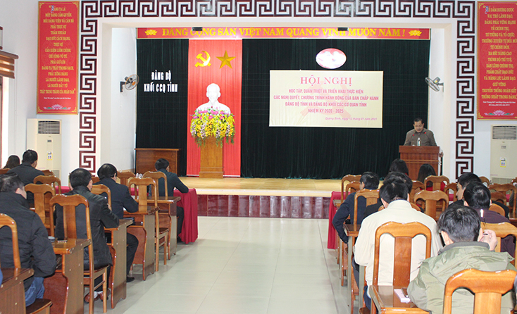 Đại diện Ban Thường vụ Đảng ủy Khối các cơ quan tỉnh quán triệt các nghị quyết, chương trình hành động của BCH Đảng bộ tỉnh, nhiệm kỳ 2020-2025
