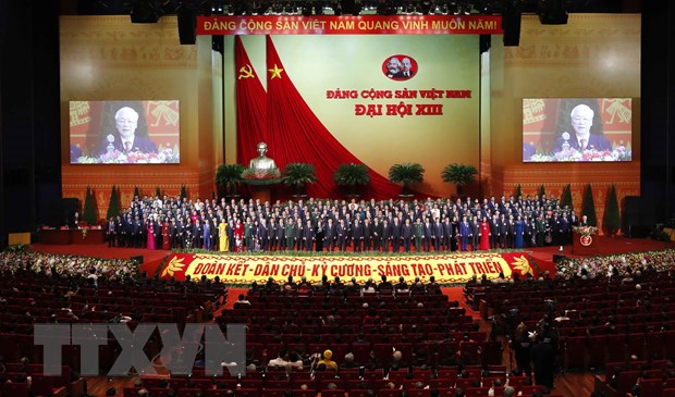 Đồng chí Nguyễn Phú Trọng, Tổng Bí thư BCHTW khóa XIII, Chủ tịch nước CHXHCN Việt Nam thay mặt BCHTW khóa XIII phát biểu ý kiến. (Ảnh: TTXVN)