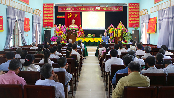 Một hội nghị tuyên truyền phổ biến giáo dục pháp luật tại xã Quảng Hòa, TX. Ba Đồn trong năm 2020. 